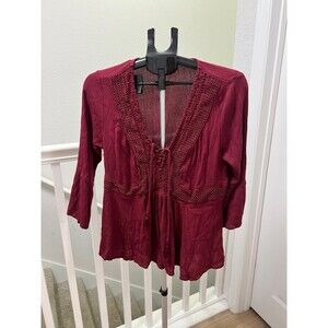 Torrid Women’s Plus Size Magenta Lace Up Peasant Top Size 0p